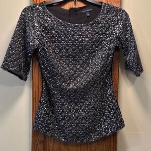 NWT Banana Republic Black Top with Silver Sequins - size 2